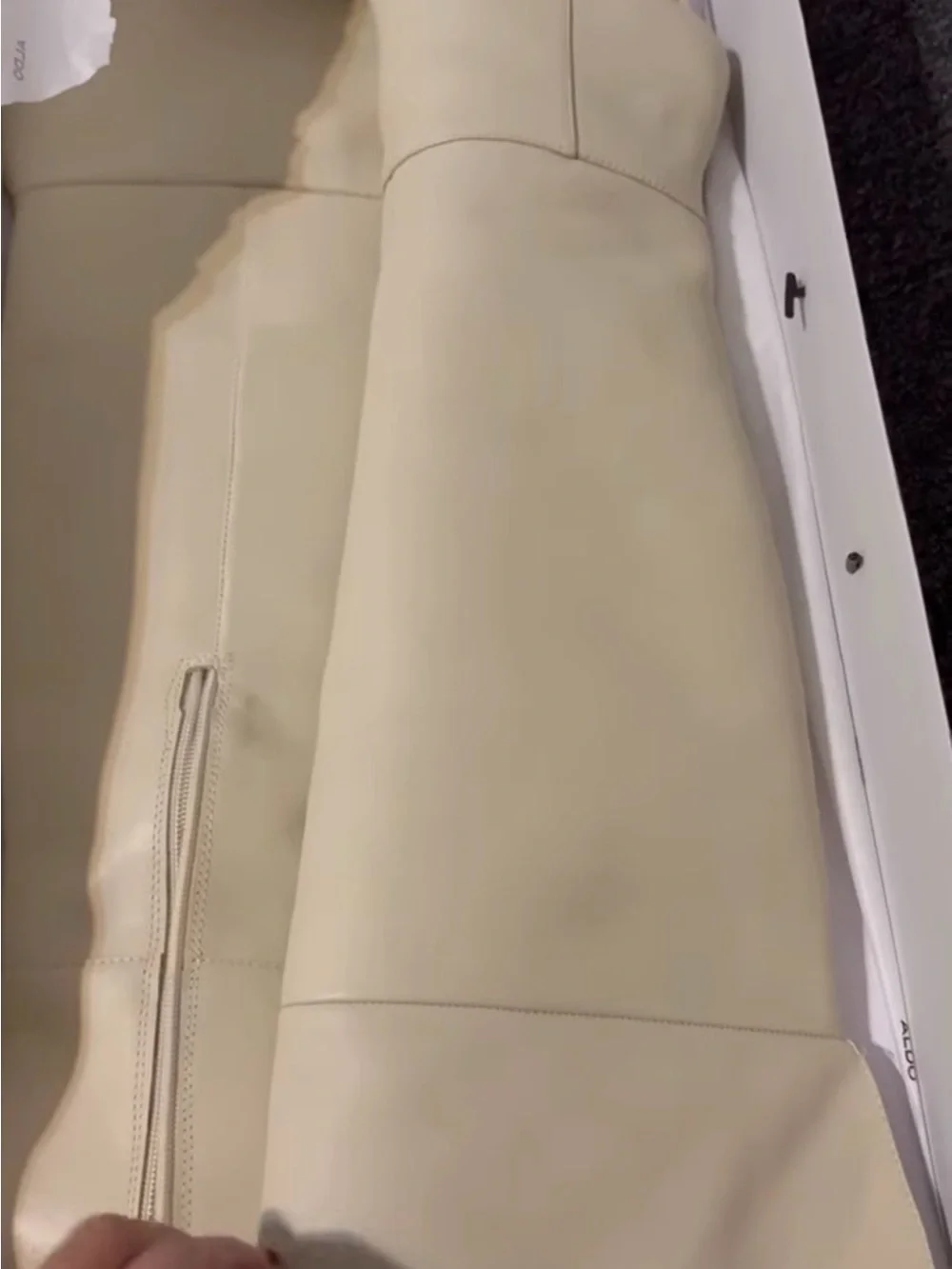 Aldo Cream Over-the-Knee Leather Boots